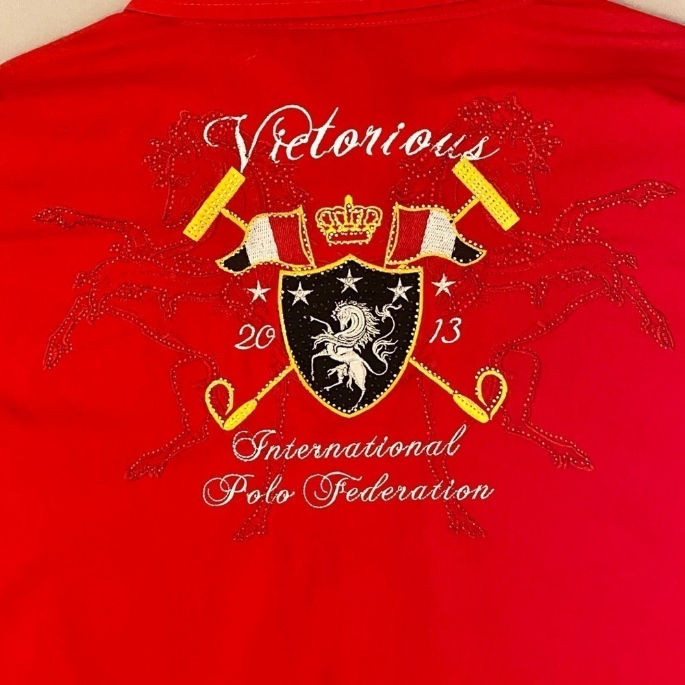 Victorious 2XL Shirt Polo Bling Embroidered Graphics Horses Contrast Stitching
